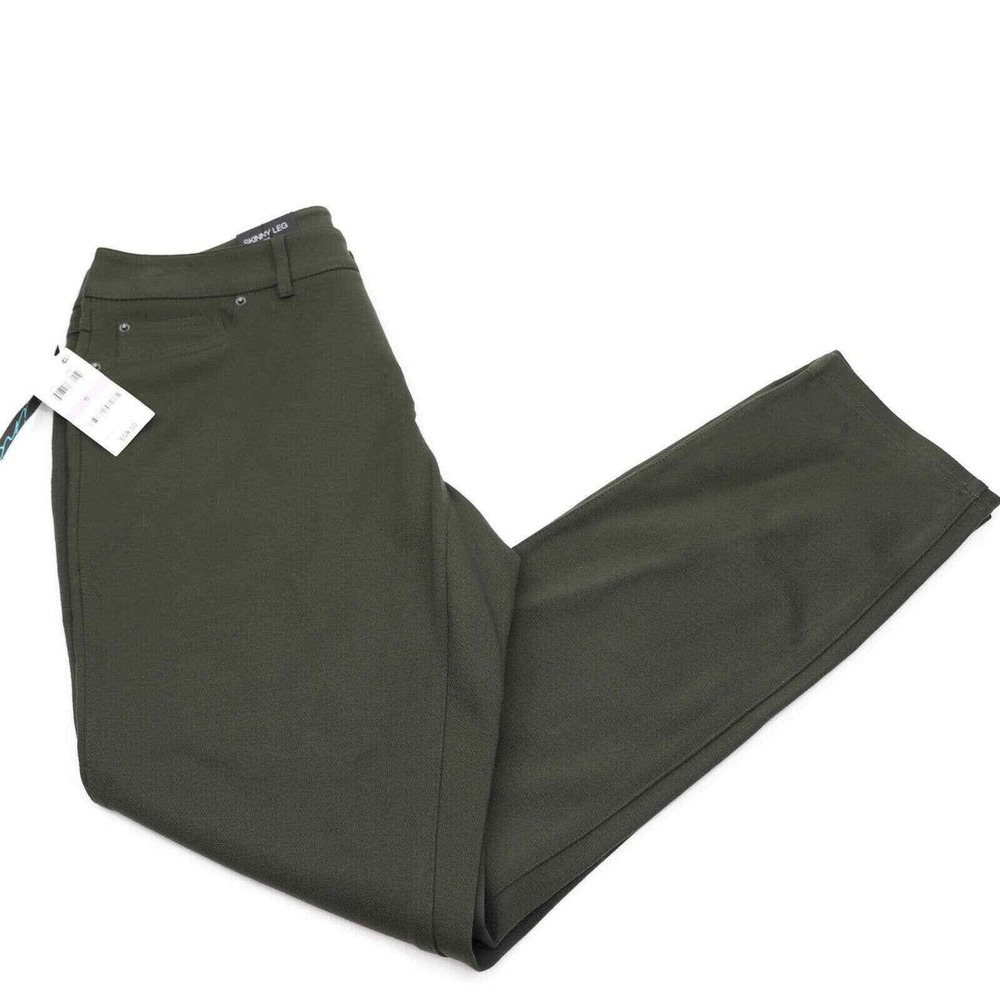 INC Skinny Leg Pants Women 6 Dark Rain New Curvy Fit 7K746BM899 Olive Green